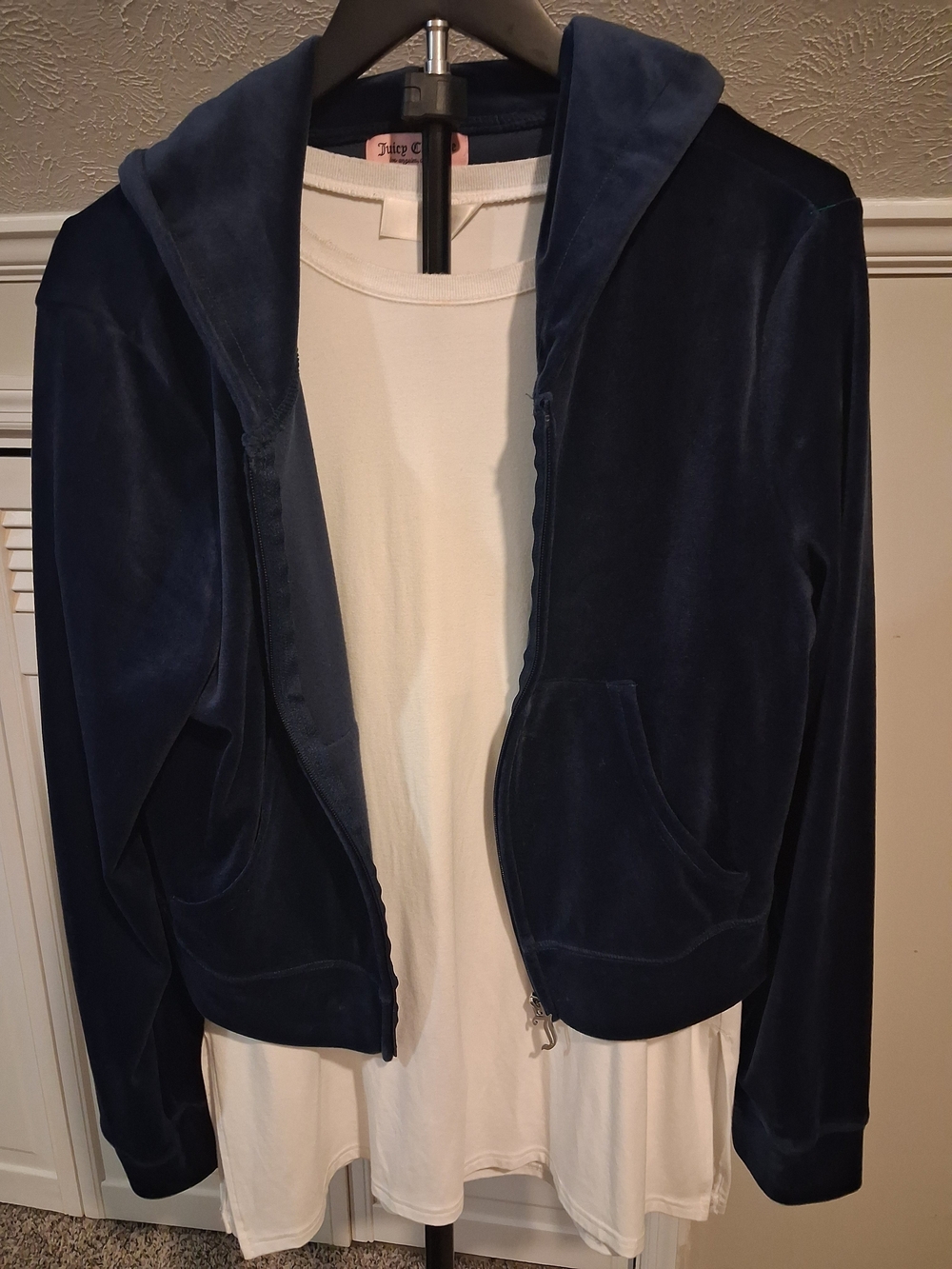Juicy Couture Pink Label Navy Velour Hoodie